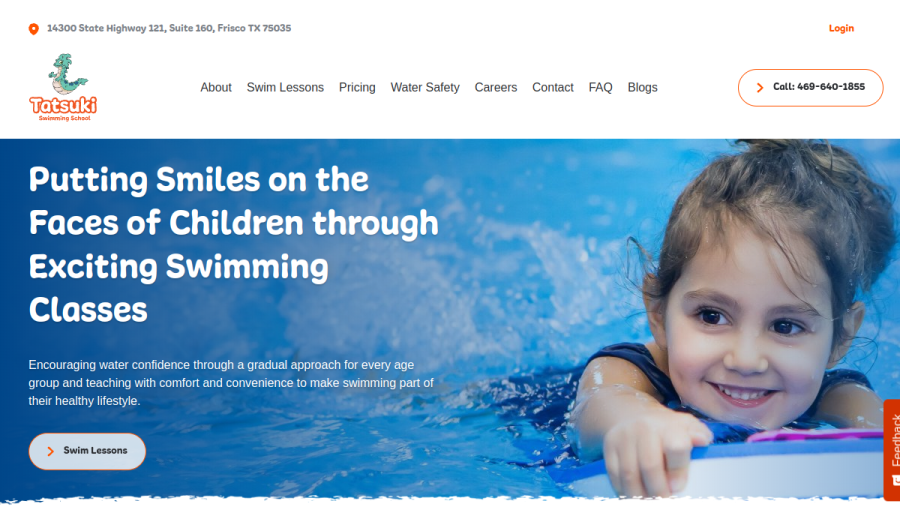Tatsuki Swimming School website screenshot
