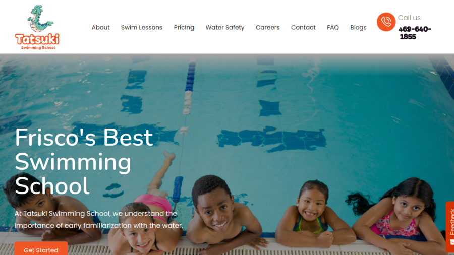 Screenshot of the Tatsuki Swimming School website