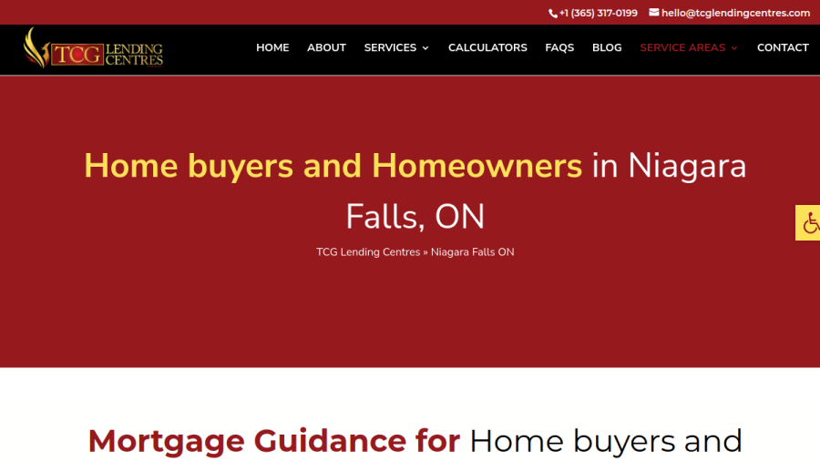 Website screenshot of TCG Lending Centres