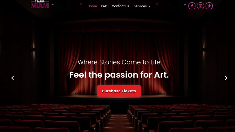 Screenshot of the Teatro Miami website