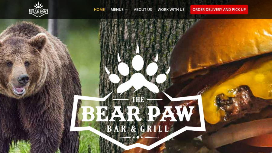 Screenshot of the Bear Paw Bar & Grill website