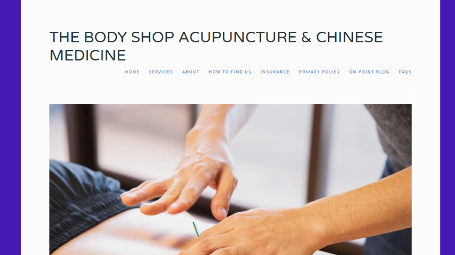 Website screenshot of The Body Shop Acupuncture & Chinese Medicine