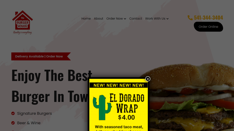 Screenshot of the The Burger House / The Coffee House website