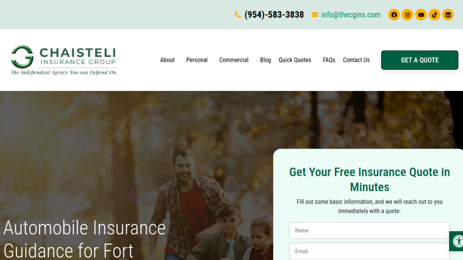 Screenshot of Chaisteli Insurance Group website