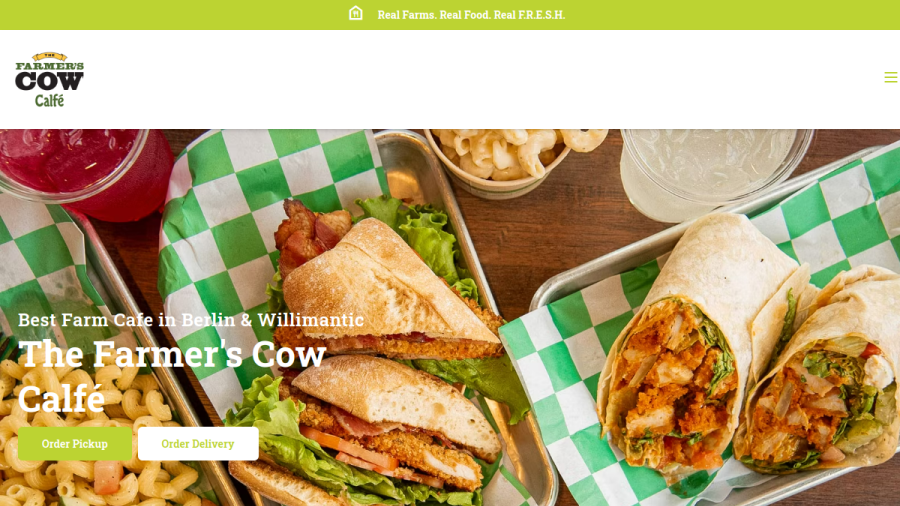 Screenshot of the The Farmer's Cow Calfe & Creamery website