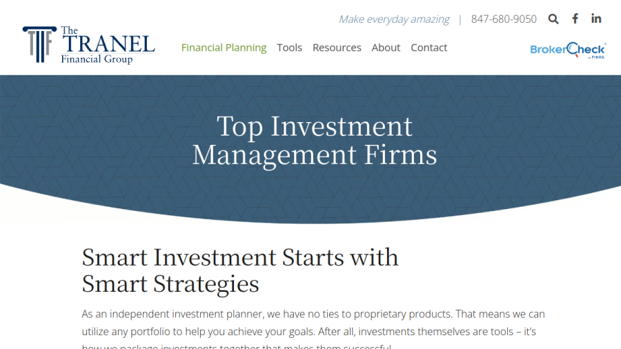 Screenshot of The Tranel Financial Group website