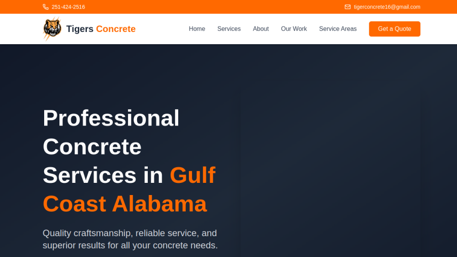 Tigers Concrete website preview