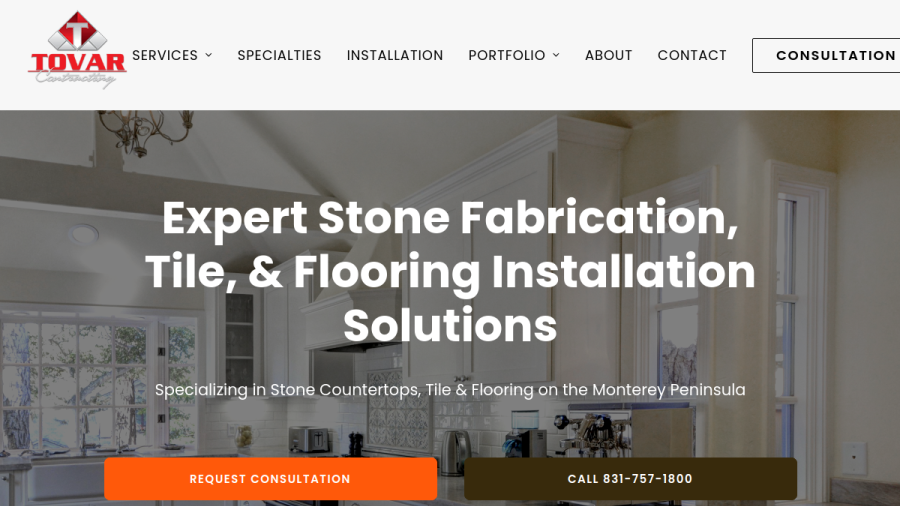 Tovar Contracting website