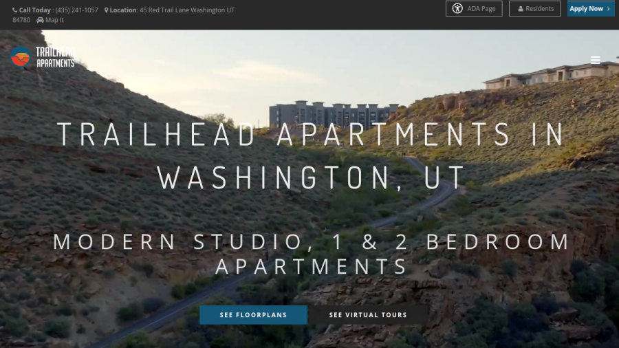 Screenshot of the Trailhead Apartments website
