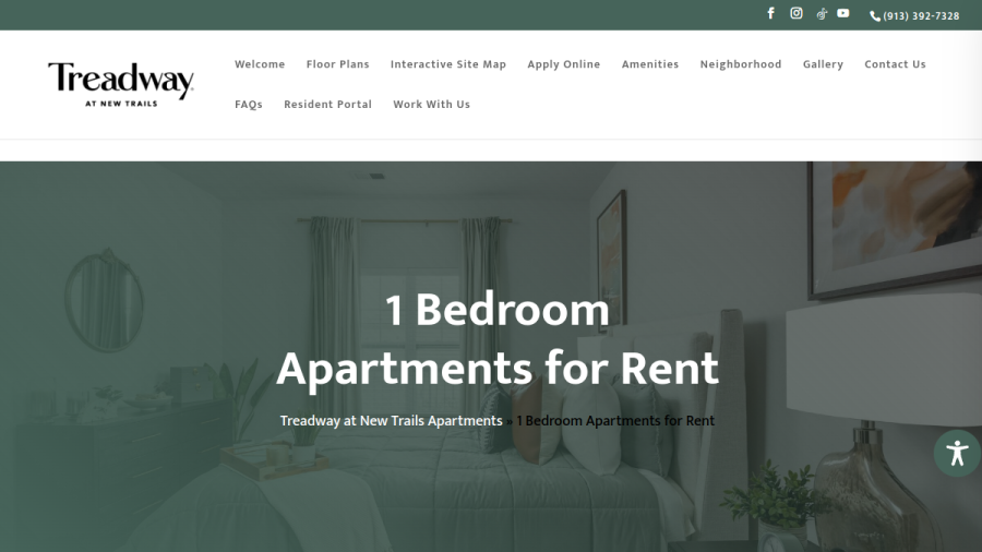 Screenshot of the Treadway at New Trails Apartments website