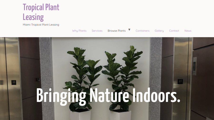 Screenshot of the Tropical Plant Leasing website