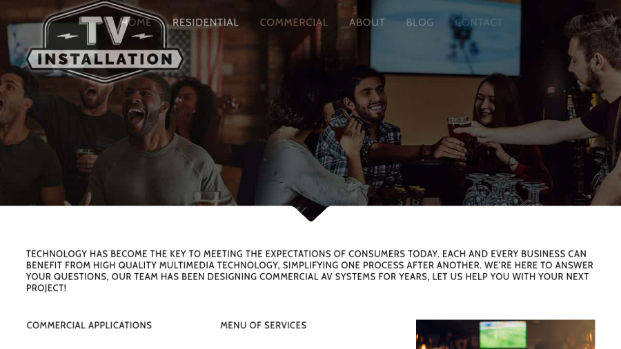 Screenshot of the TV Installation website