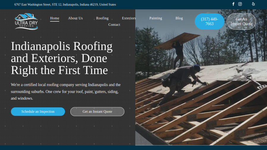 Screenshot of Ultra Dry Roofing website