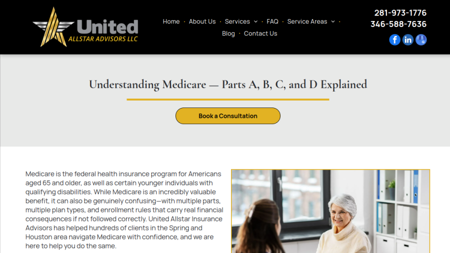 Screenshot of the United Allstar Advisors LLC website