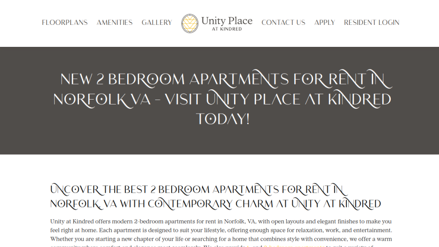 Unity Place at Kindred website