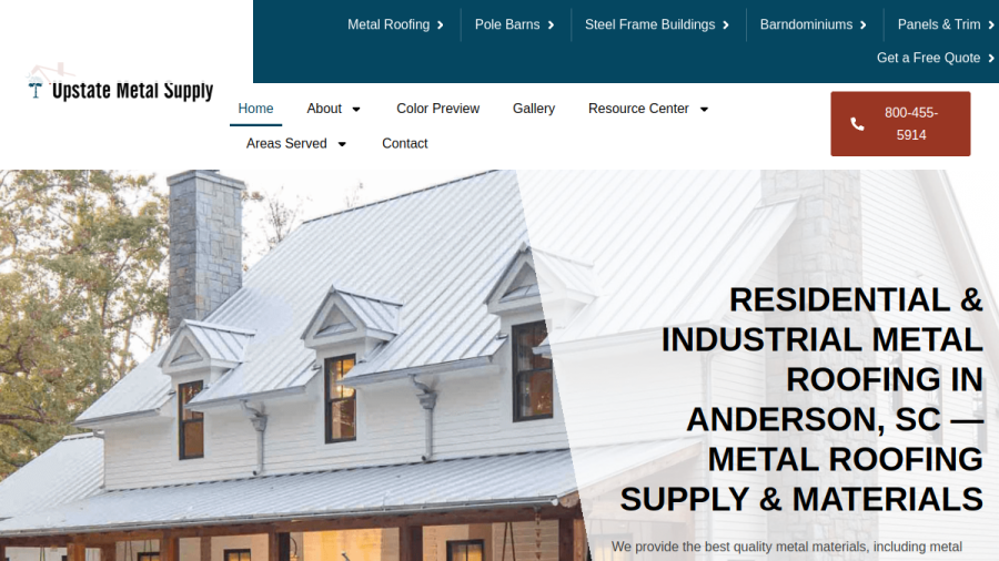 Screenshot of Upstate Metal Supply website