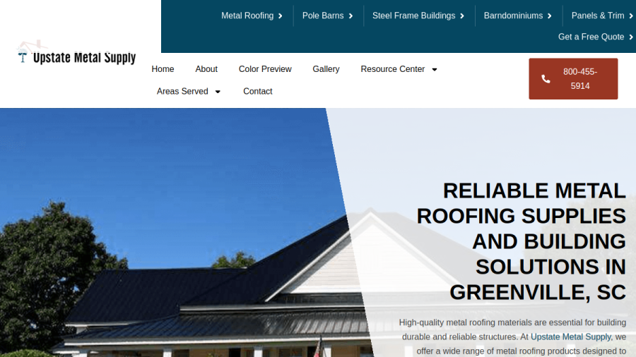 Screenshot of the Upstate Metal Supply website