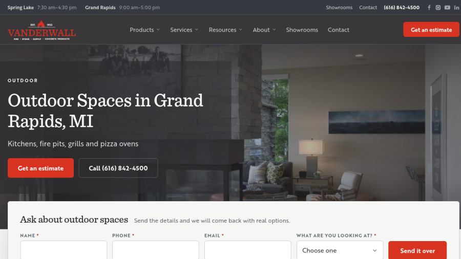 Screenshot of the VanderWall website