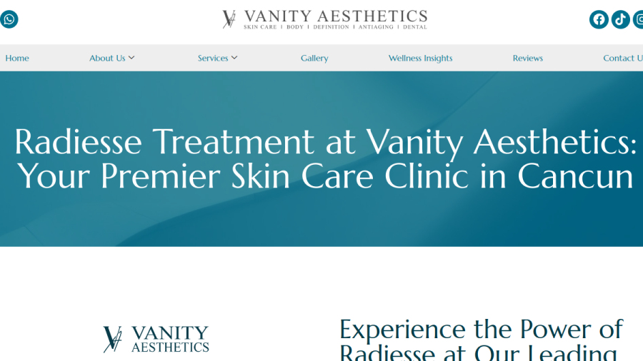 Screenshot of the Vanity Aesthetics website