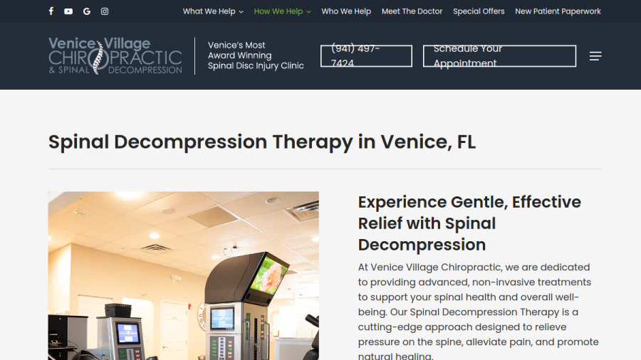 Venice Village Chiropractic Clinic website