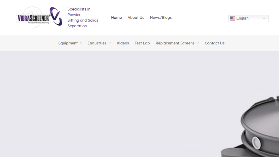 Screenshot of the VibraScreener Inc. website