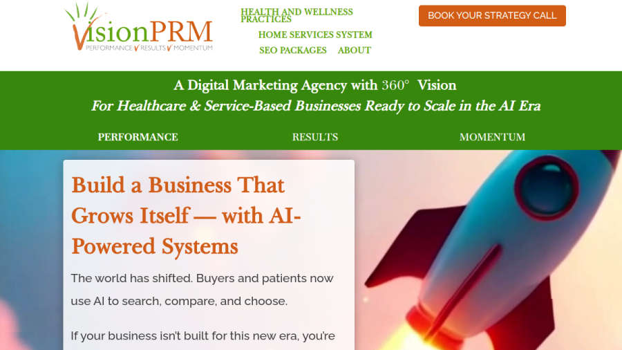 Screenshot of the Vision PRM Digital Marketing website