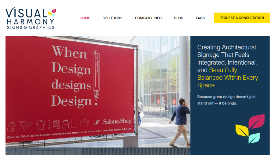 Screenshot of Visual Harmony Signs and Graphics website