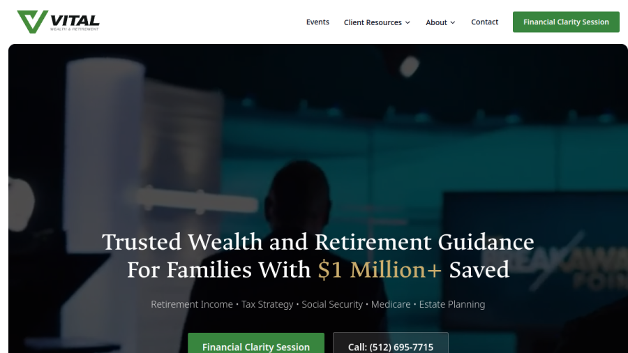 Screenshot of the Find Tax Free Income Planning in Cedar Park TX website