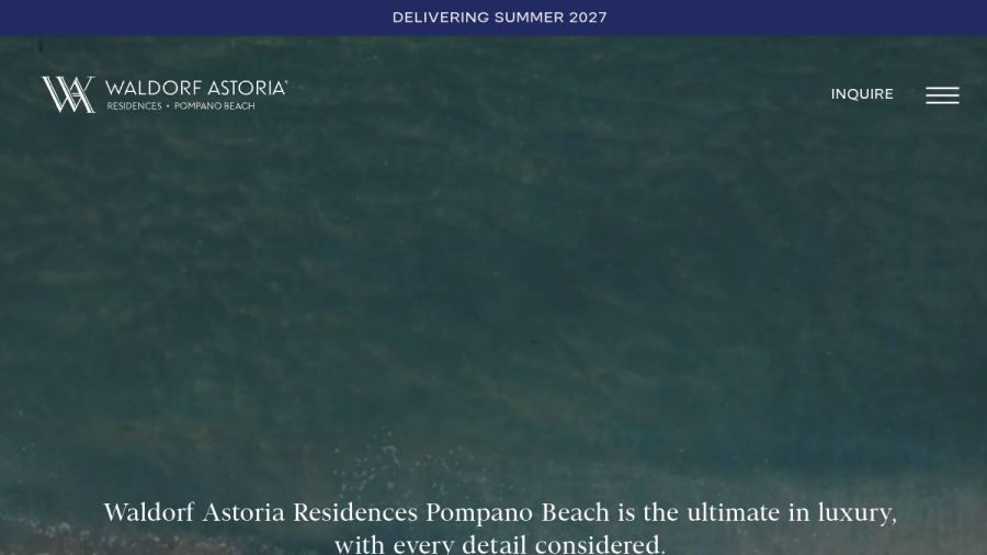 Screenshot of the Waldorf Astoria Residences website