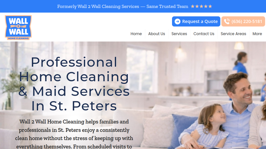 Screenshot of the Wall 2 Wall Home Cleaning website