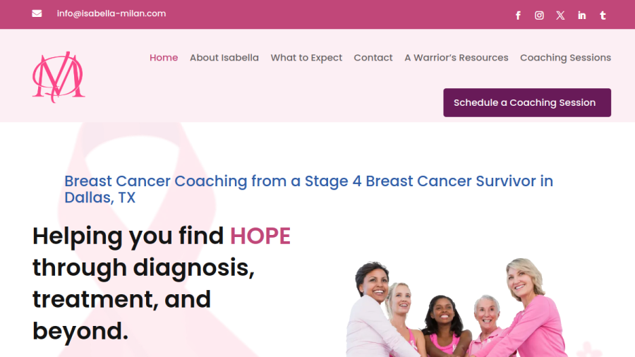 Screenshot of Personalized Support and Care One On One Breast Cancer Coaching in Dallas TX website