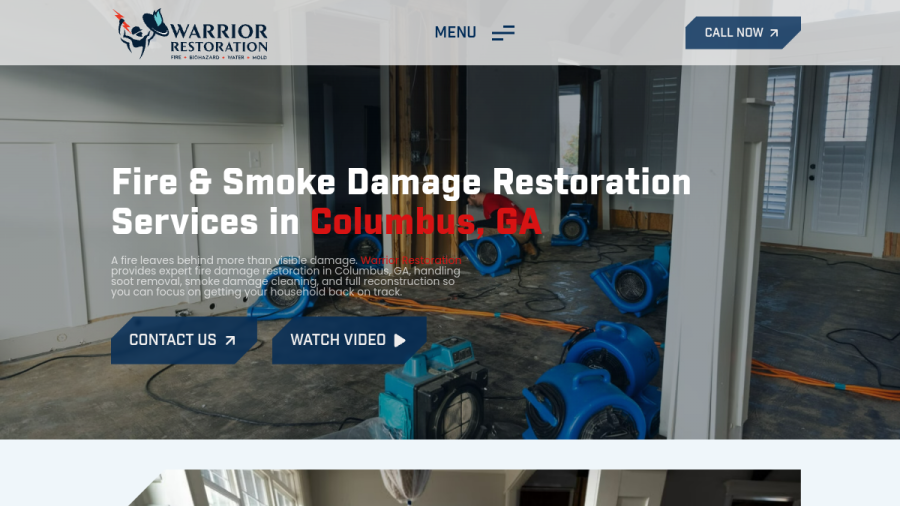 Screenshot of the Warrior Restoration website