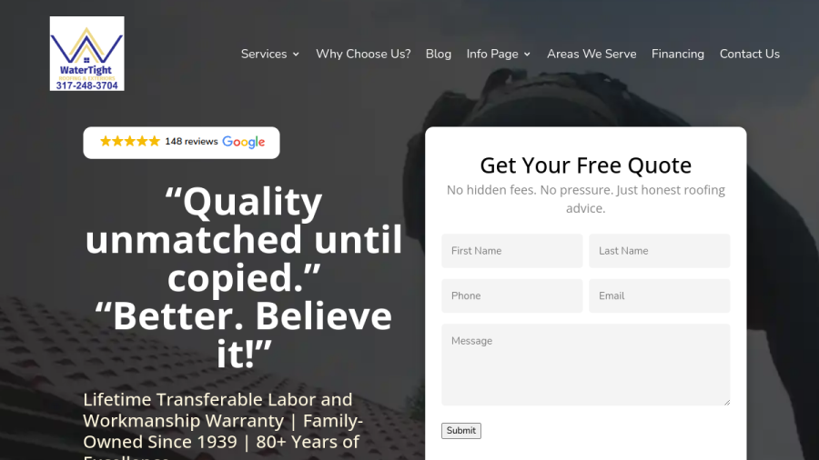 Watertight Roofing and Exteriors website