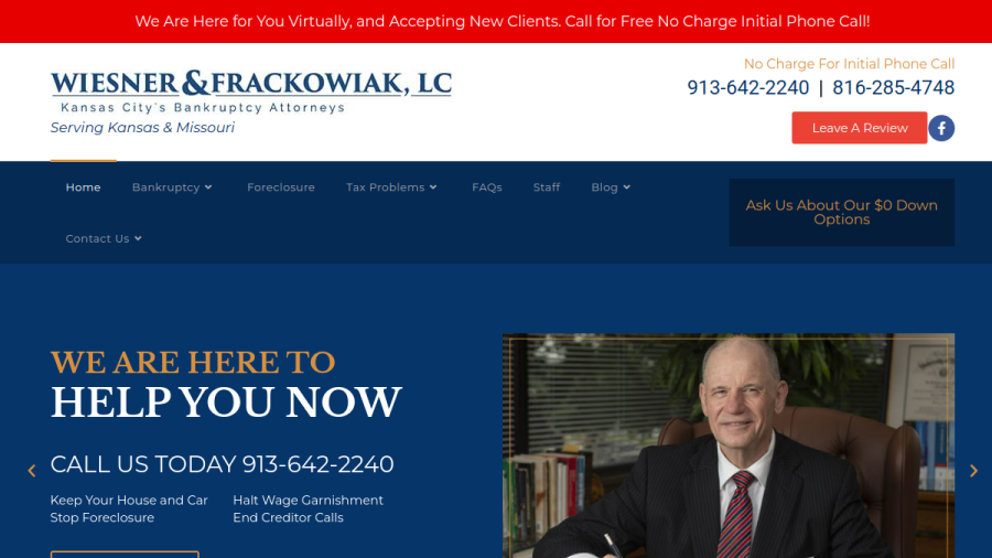 Wiesner & Frackowiak, LC website screenshot