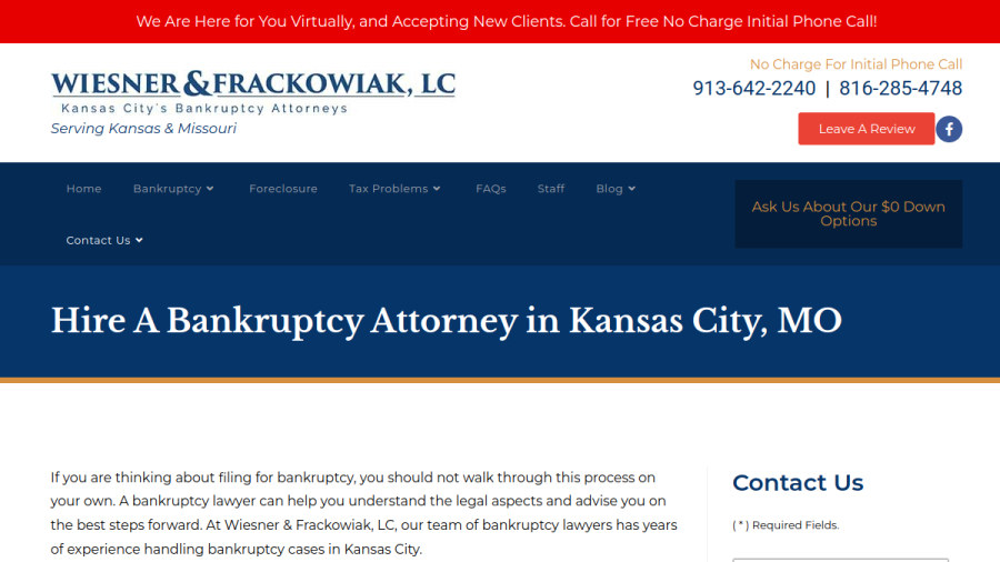 Wiesner & Frackowiak, LC website