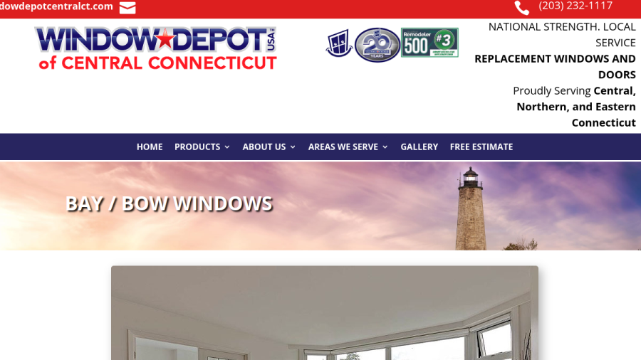Screenshot of the Window Depot USA of Central Connecticut website