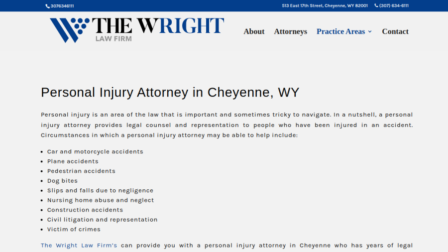 Screenshot of the The Wright Law Firm website