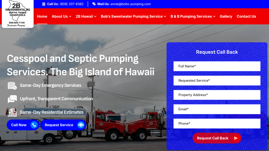 Screenshot of the 2B Environmental Inc website