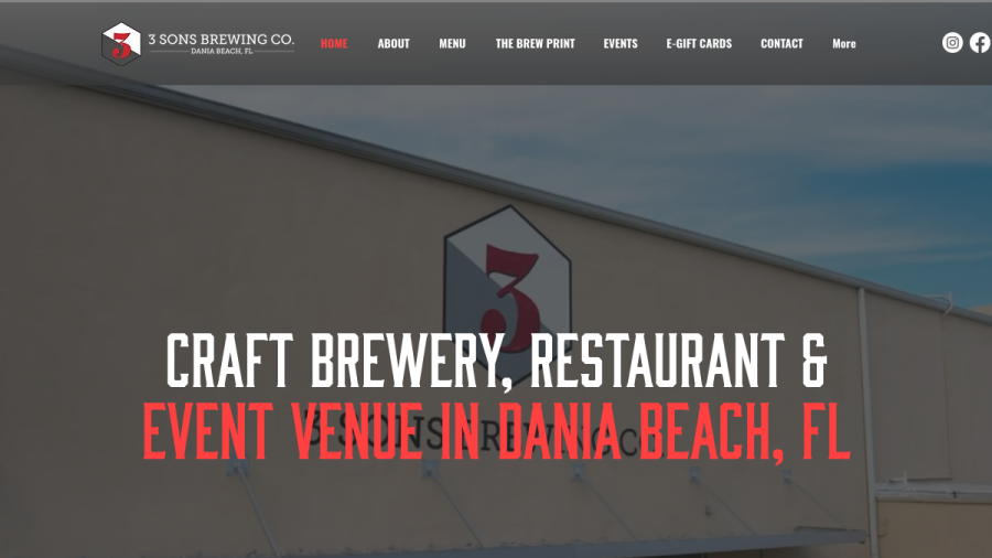 Screenshot of the 3 Sons Brewing Co website