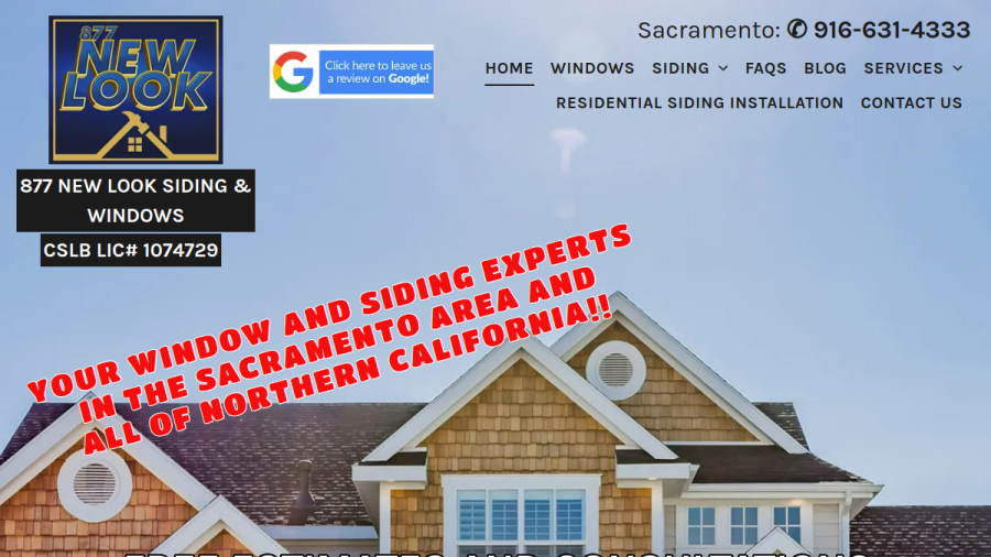 Screenshot of the 877 New Look Siding website