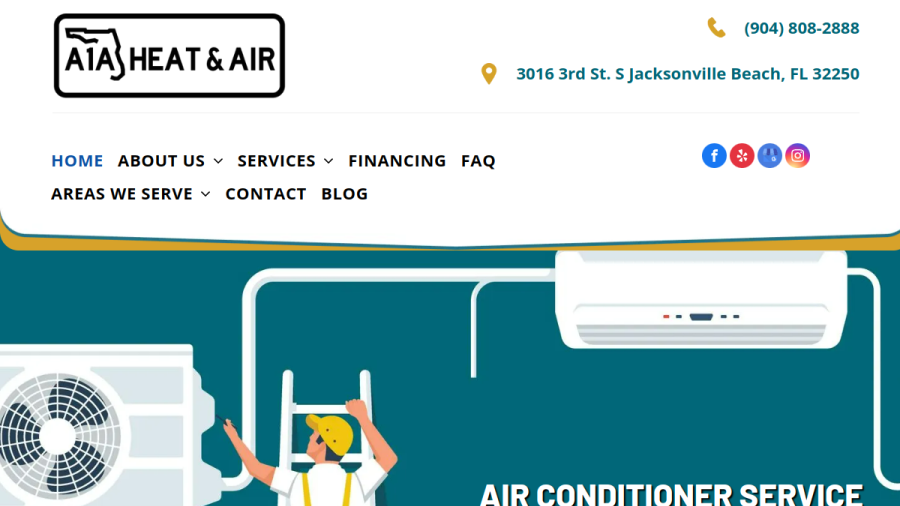 Screenshot of the A1A Heat & Air website