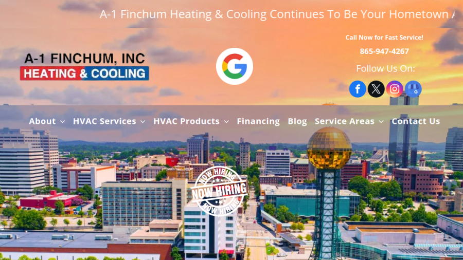 Screenshot of the A-1 Finchum Heating and Cooling website