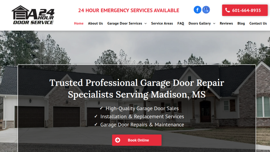 Screenshot of the A 24 Hour Door Service website