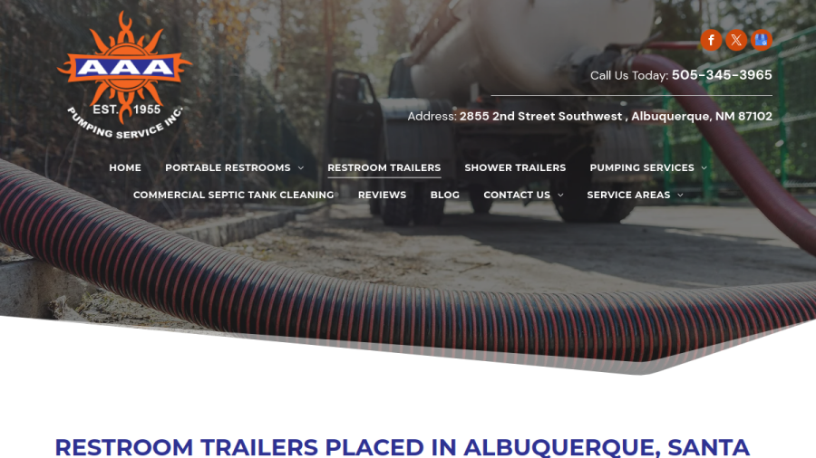 AAA Pumping Service website screenshot