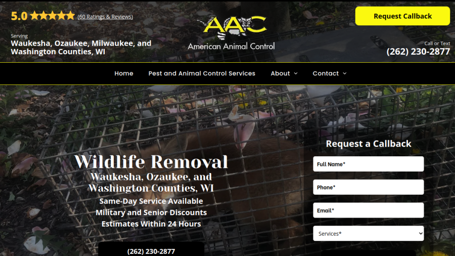 Screenshot of American Animal Control website
