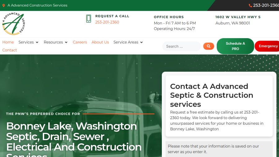 Screenshot of A Advanced Services website