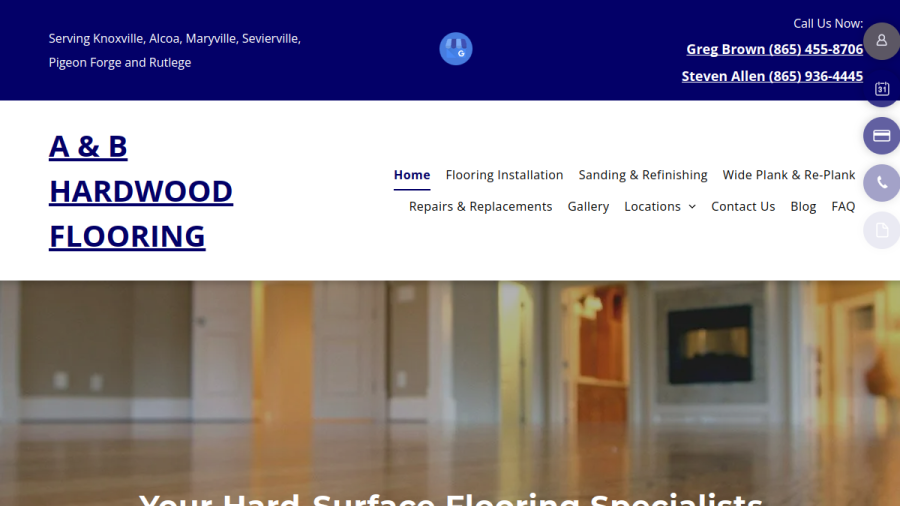 A & B Hardwood Flooring website