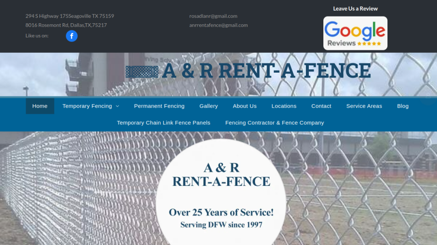 A & R Rent-A-Fence website