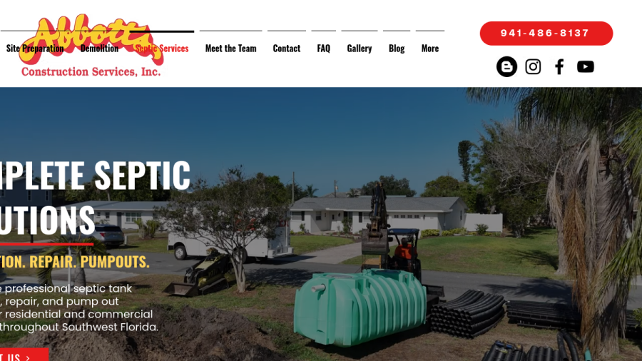 Screenshot of the Abbotts' Construction Services, Inc. website