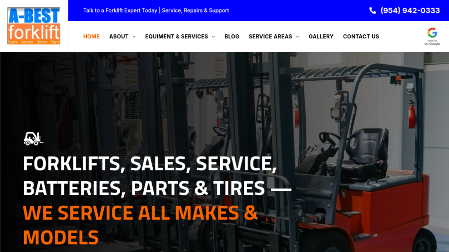 Screenshot of the A-Best Forklift & Hydraulic website
